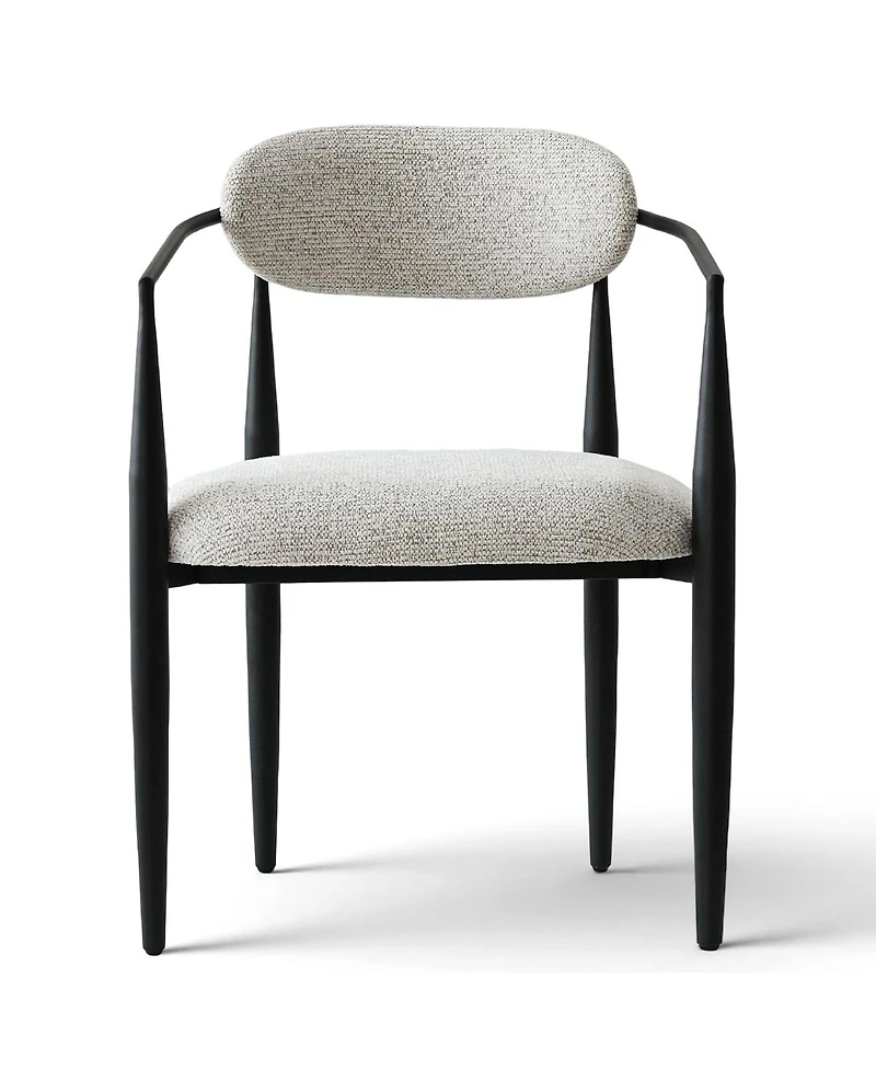 Maison Boucle Wide Upholstered Dining Chairs Set of 2, Metal Legs, Modern Armchair