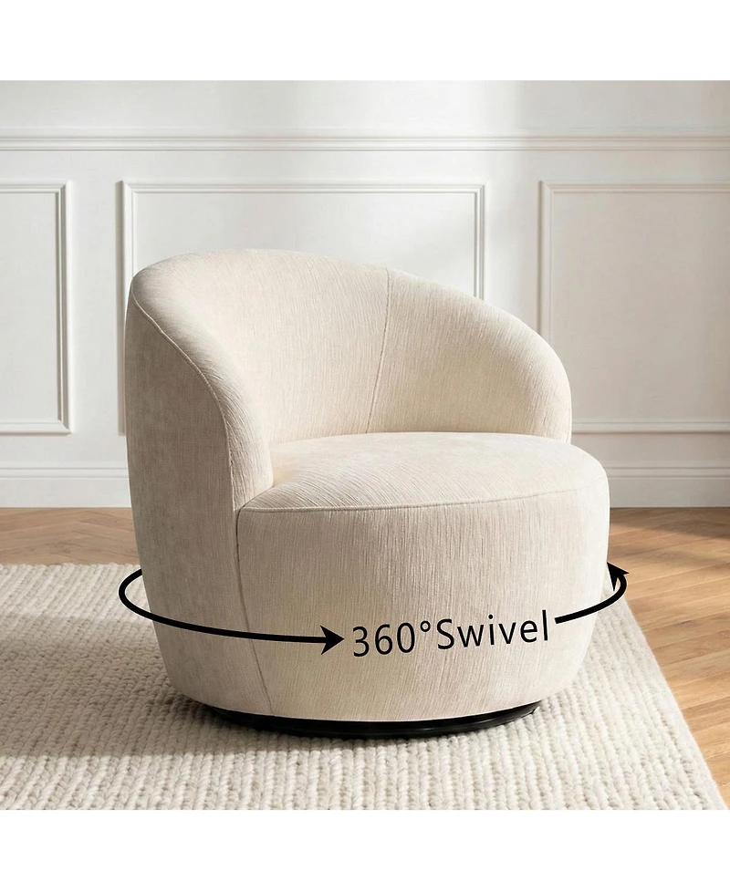 Maison Boucle Modern Swivel Barrel Accent Chair, Upholstered Lounge 1 Piece