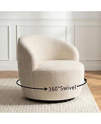 Maison Boucle Modern Swivel Barrel Accent Chair, Upholstered Lounge 1 Piece