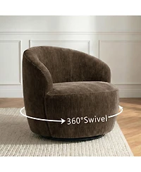Maison Boucle Modern Swivel Barrel Accent Chair, Upholstered Lounge 1 Piece