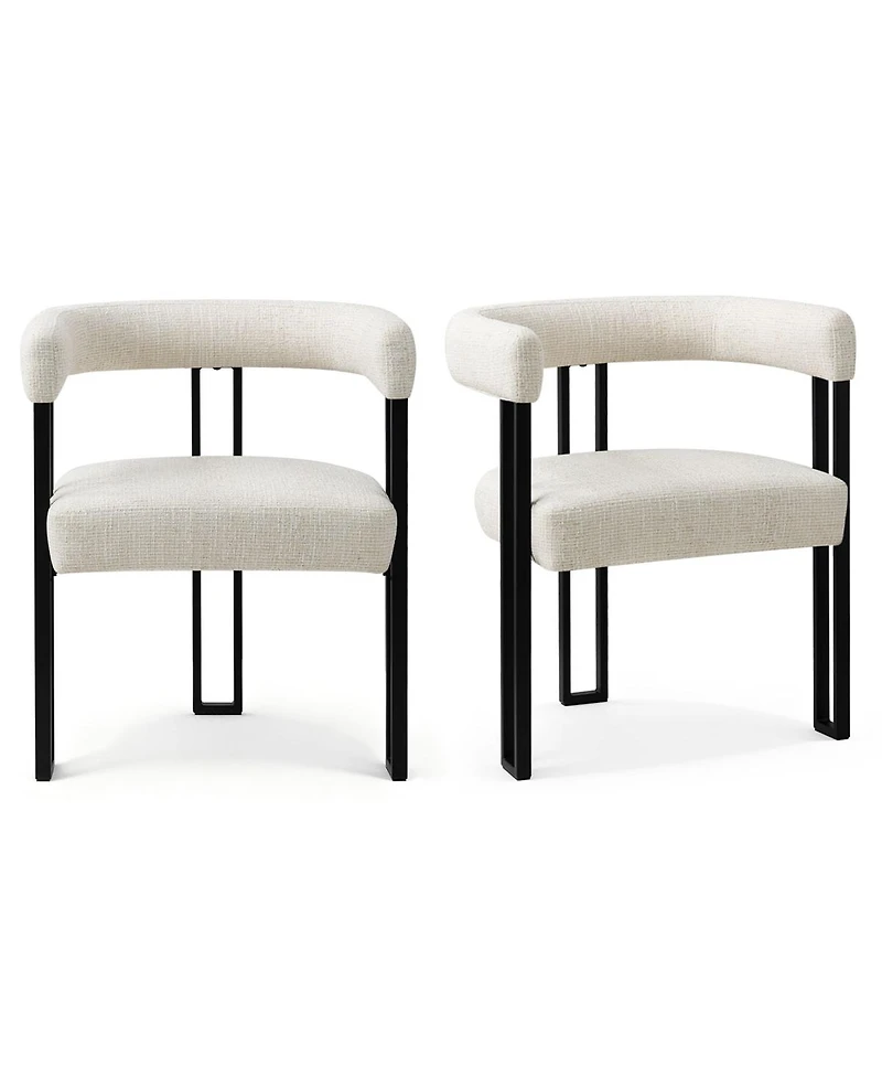 Maison Boucle Modern Upholstered Dining Chairs Set of 2, Metal Legs, Armchair