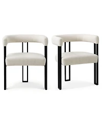 Maison Boucle Modern Upholstered Dining Chairs Set of 2, Metal Legs, Armchair