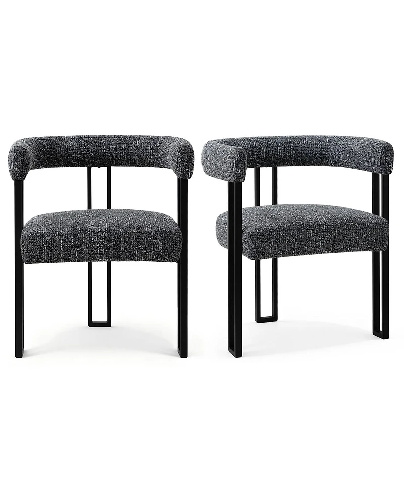 Maison Boucle Modern Upholstered Dining Chairs Set of 2, Metal Legs, Armchair