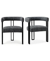 Maison Boucle Modern Upholstered Dining Chairs Set of 2, Metal Legs, Armchair