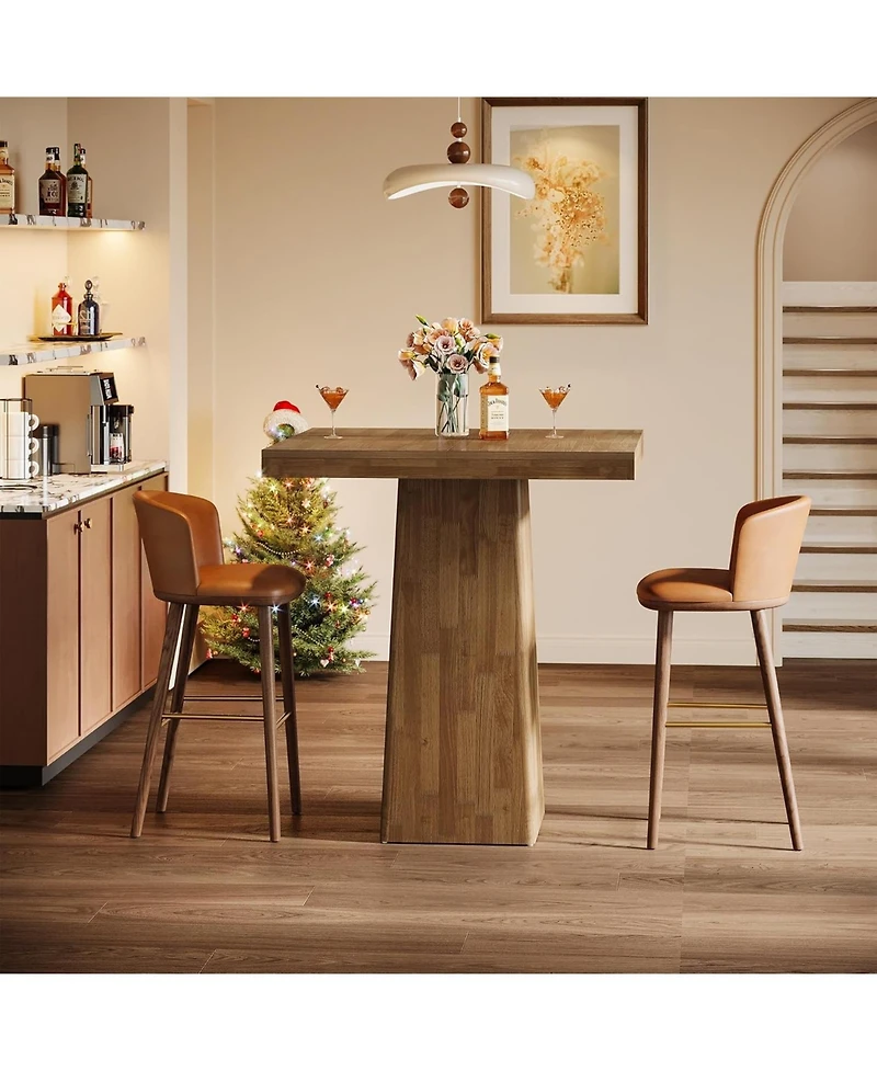 Tribesigns Square Bar Table, 31.5-Inch Small Kitchen Dining Table, Industrial Counter Height Pub Cocktail Furniture Home Bar Unit