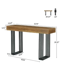 Tribesigns 63" Long Bar Table, 39.37" High Top Pub Table with Metal Frame, Industrial Counter Height Table