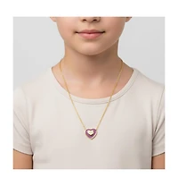 GiGiGirl 14K Gold Plated with White Mother Of Pearl or Purple Enamel & "Love" Inscription Heart Design Necklace