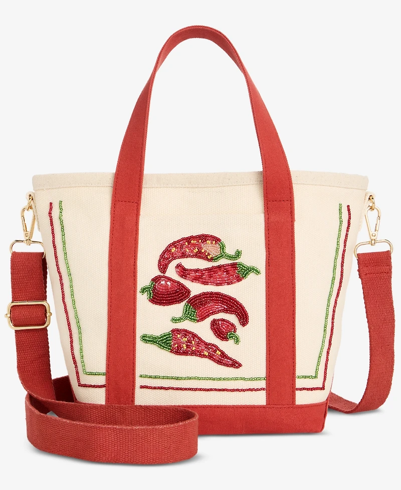 On 34th Beaded Canvas Small Tote Handbag, Macy's Exclusive
