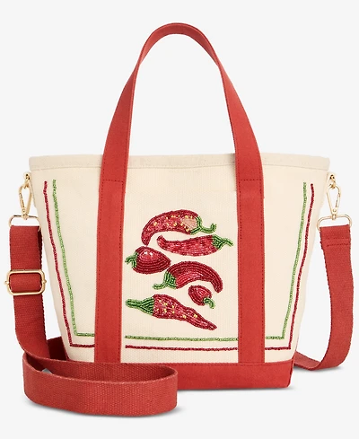 On 34th Beaded Canvas Small Tote Handbag, Macy's Exclusive