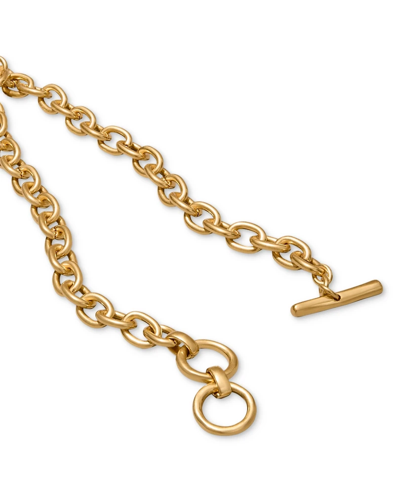 Donna Karan Worn 24k Gold Plated Wave Coin Pendant Necklace