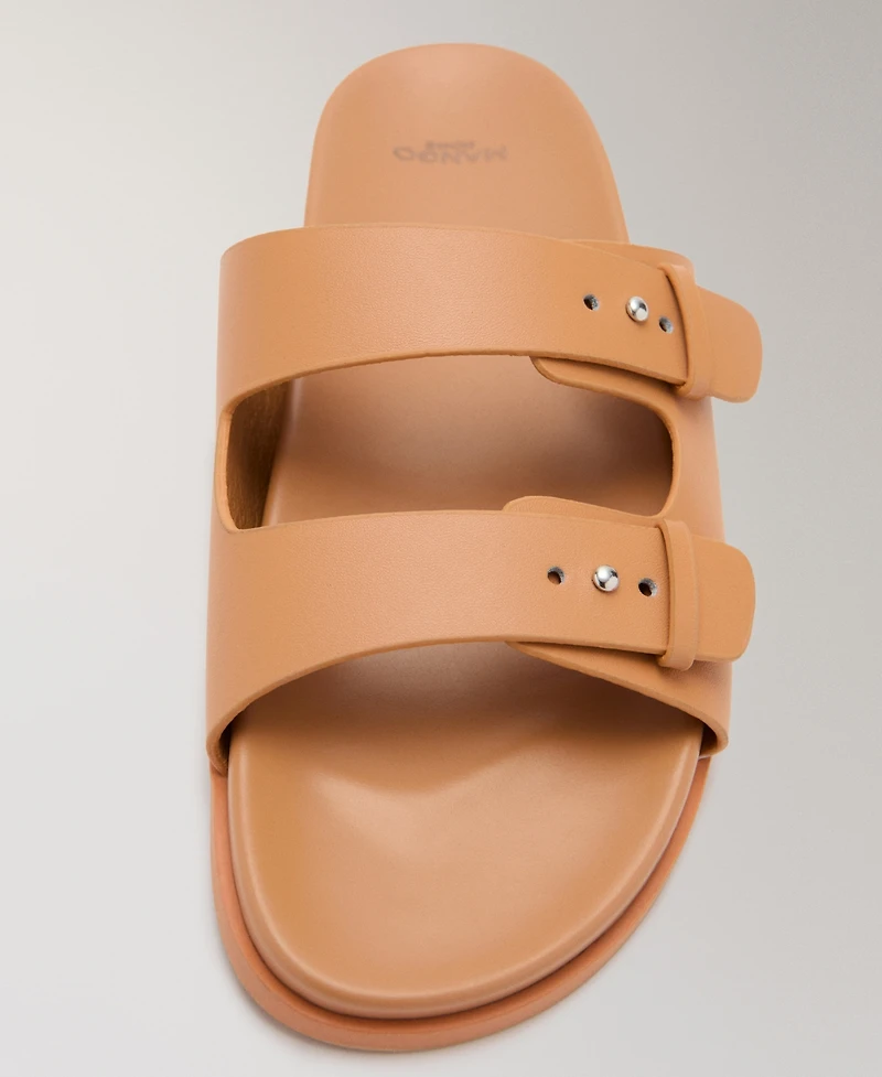 Mango Women's Double-Buckle Leather Sandals