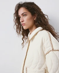 Mango Women's Contrasting Trim Quilted Jacket