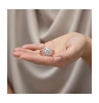 Stunning Sterling Silver 18K Rose Gold Plated with Big Round Cubic Zirconia Ring