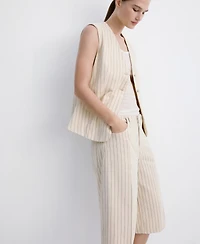 Mango Women's Mid-Rise Striped Bermuda Shorts