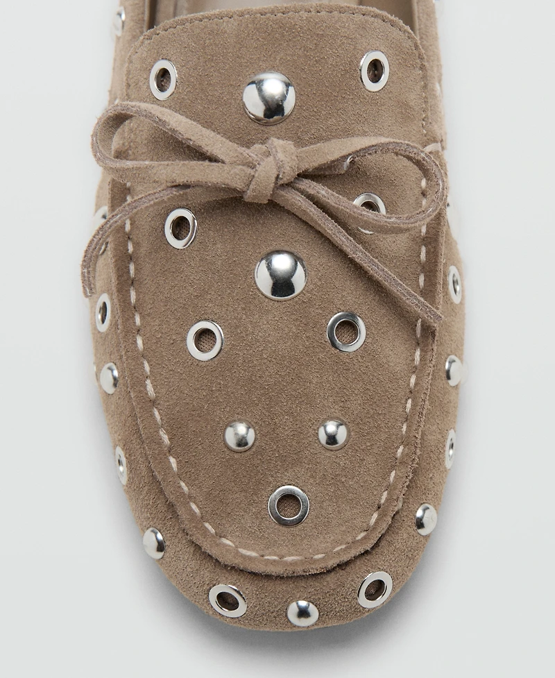 Mango Women's Eyelets Suede Loafers