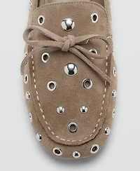 Mango Women's Eyelets Suede Loafers