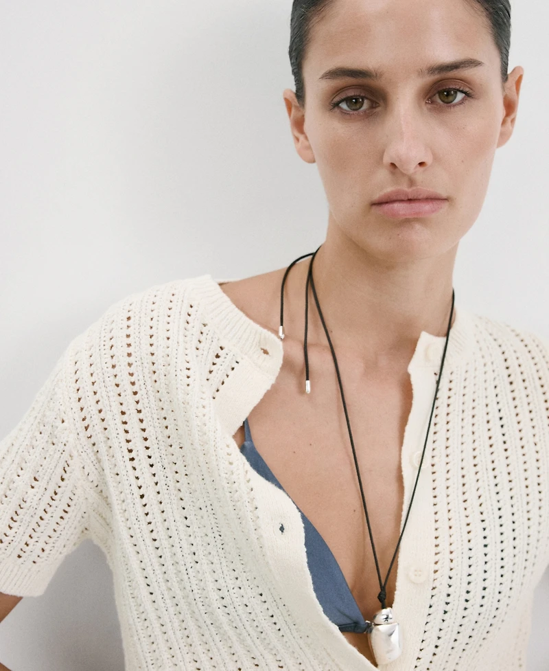 Mango Women's Openwork Knit Cardigan Sweater