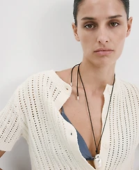 Mango Women's Openwork Knit Cardigan Sweater