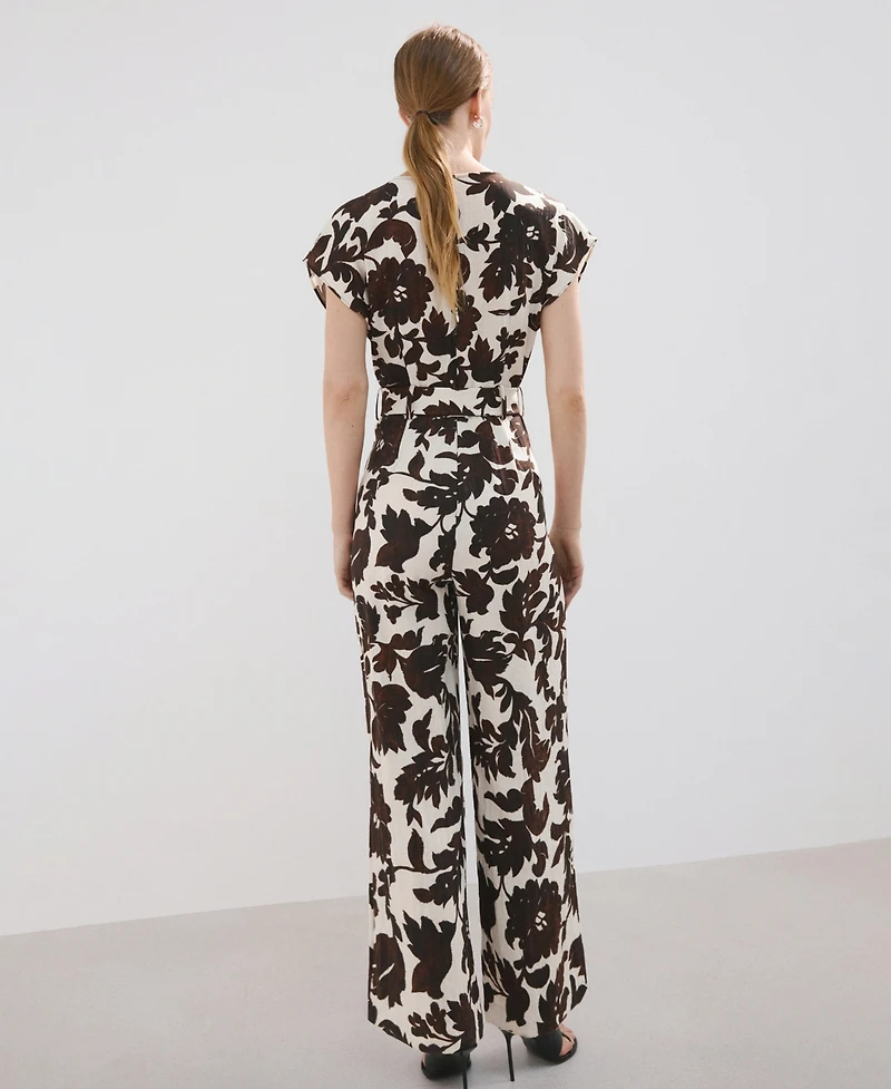 Mango Women's Floral Print Belted Jumpsuit