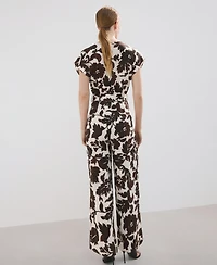Mango Women's Floral Print Belted Jumpsuit