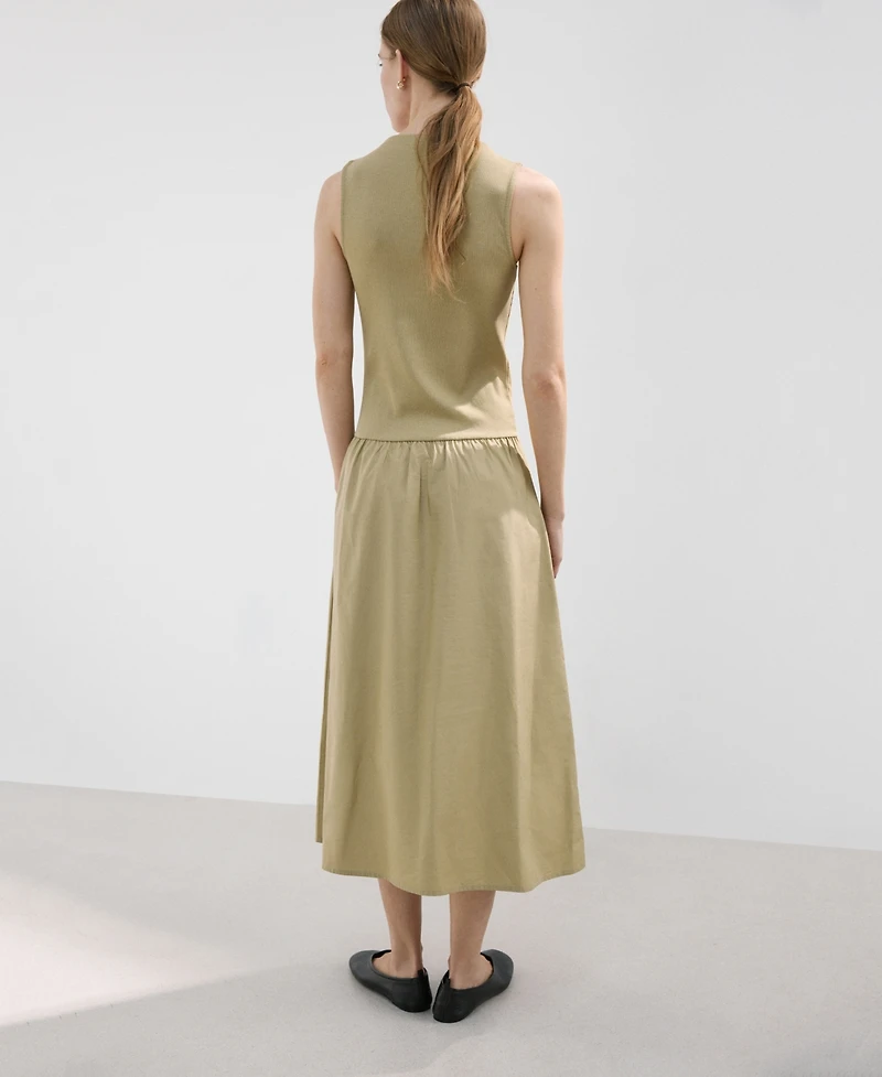 Mango Women's Contrast-Bodice Dress