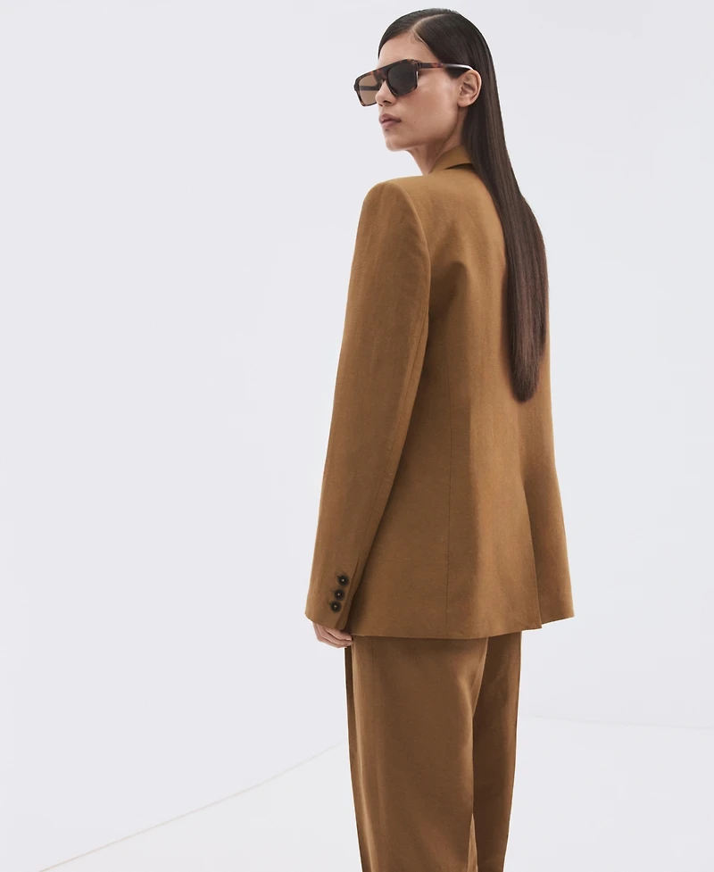 Mango Women's Double-Breasted Linen Suit Blazer