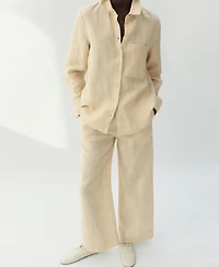 Mango Women's Straight Linen-Blend Pants