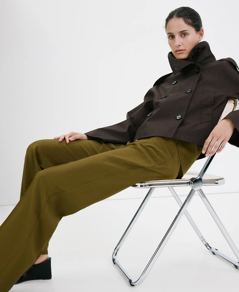 Mango Women's Straight Mid-Rise Pants