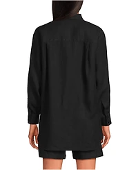 Lands' End Women's Linen Oversized Button Front Shirt