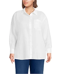 Lands' End Plus Linen Oversized Button Front Shirt