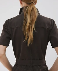 Mango Women's Zip Denim Jumpsuit