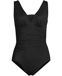 Lands' End Women's New SlenderSuit Grecian Adjustable Low Leg One Piece