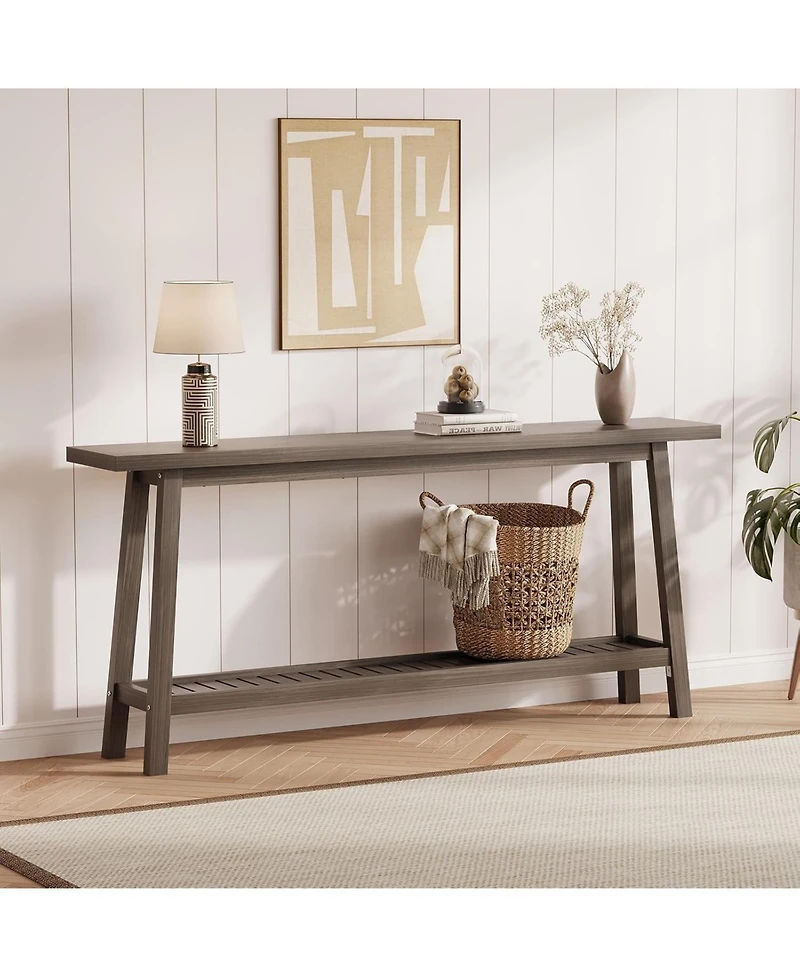 gaomon 70.9 Inch Console Table, 2-Tier Narrow Sofa Table Behind Couch, Extra Long Entryway Table for Hallway, Industrial Farmhouse Entry Table