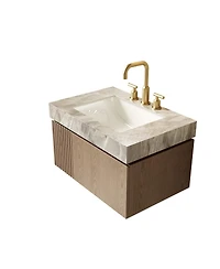 Sillysis Wall Mount Bathroom Vanity with Sintered Stone Top, Ceramic Undermount Sink, Soft Close Storage Cabinet