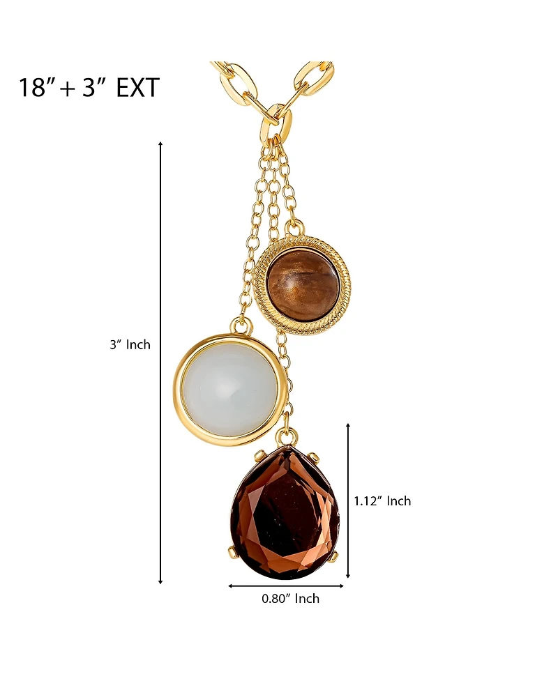 Jessica Simpson Resin Stone Dangle Pendant Necklace for Women, Gold-Tone Statement Necklace