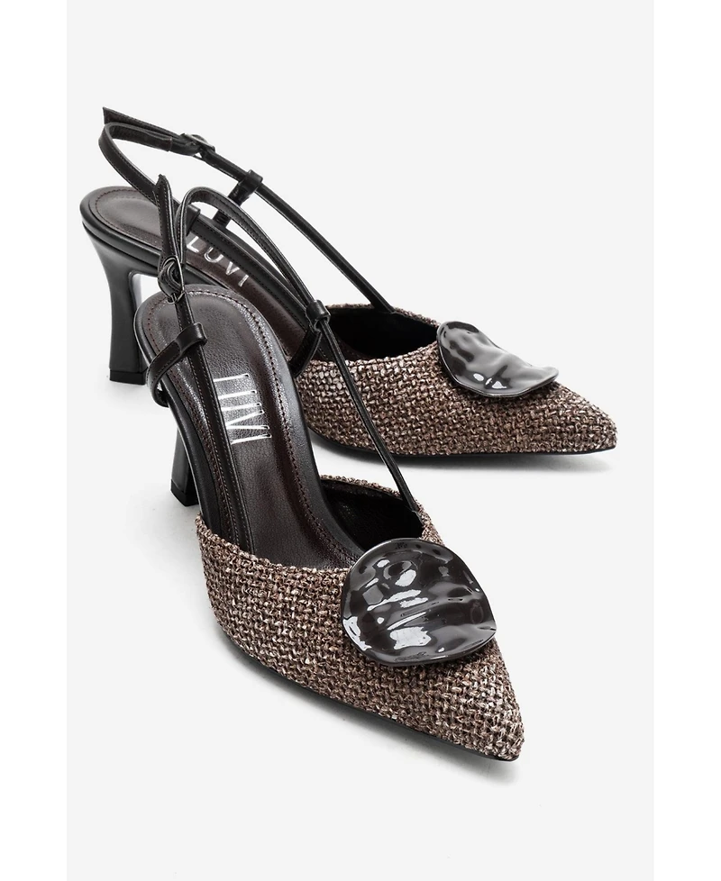 Prologue Shoes Women Levia Woven Pointed Toe Slingback Pump