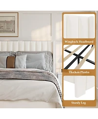 Homfan Bed Frame with 2 Storage Drawers, Velvet Upholstered Platform Bed, No Box Spring Needed, Noise Free