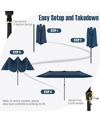 Sugift 15 5 Feet Extra Large Patio Umbrella with Led Solar Lights and Crank Handle