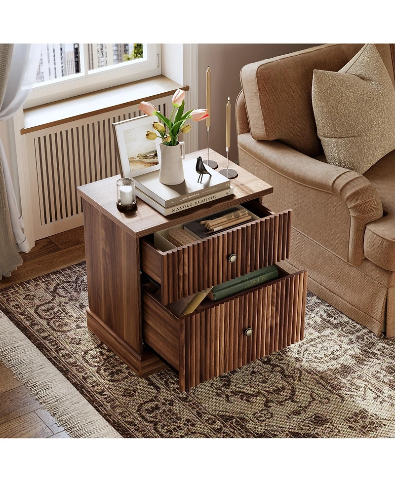 gaomon Adult 2-Drawer Nightstand, Engineered Wood Storage Bedside Table