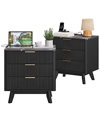 gaomon Home Set of 2, 3-Drawer Nightstand Wooden Storage Cabinet