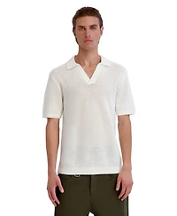 Karl Lagerfeld Paris Men's Open Weave Johnny Collar Polo Shirt