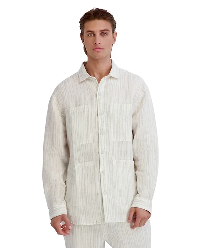 Karl Lagerfeld Paris Men's Striped Four Pocket Shirt