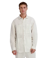 Karl Lagerfeld Paris Men's Striped Four Pocket Shirt