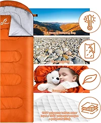 Sportneer Sleeping Bag 3 Season Warm Cold Weather for Adults Kids Boys Girls with Compression Sack Lightweight Camping Essentials Backpacking Hiking