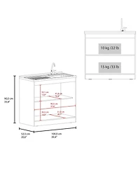 Fm Furniture Extremo Kitchen Storage Cabinet with 2 Doors and 3 Shelves