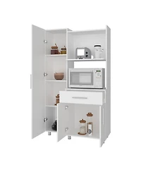Fm Furniture Soul Kitchen Storage Cabinet with Microwave Shelf, Drawer, and Open Compartments