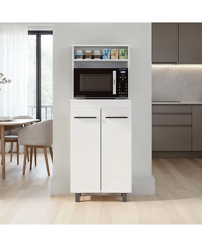 Fm Furniture Taylor Kitchen Storage Cabinet with Microwave Shelf and Doors