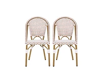sumyeg French Style Rattan Bistro Chairs Set of 2 with Aluminum Frame