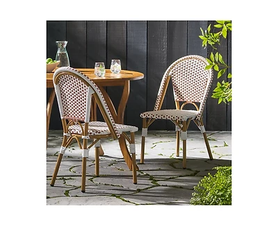 sumyeg French Style Rattan Bistro Chairs Set of 2 with Aluminum Frame