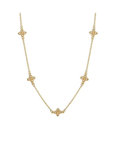 Suzy Levian New York Sterling Silver Cubic Zirconia Flower Station Necklace